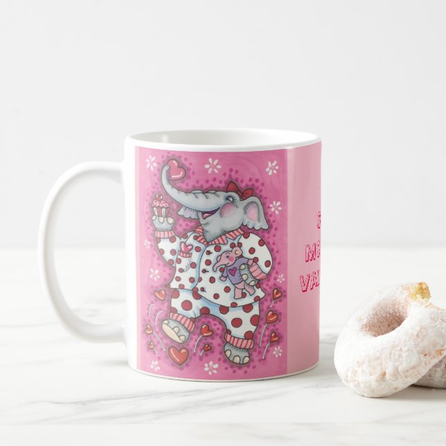 Elephant Sweetheart VALENTINE MUG (With Donut)