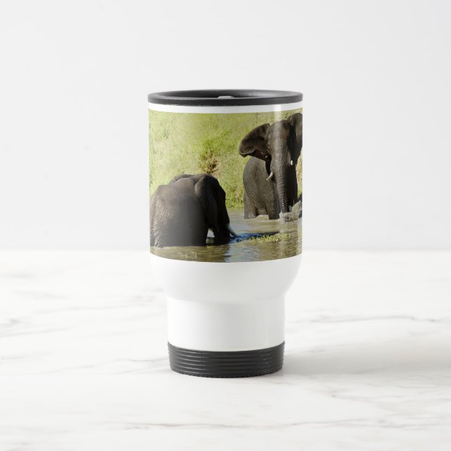 Elephant swimming (african elephant) travel mug (Center)