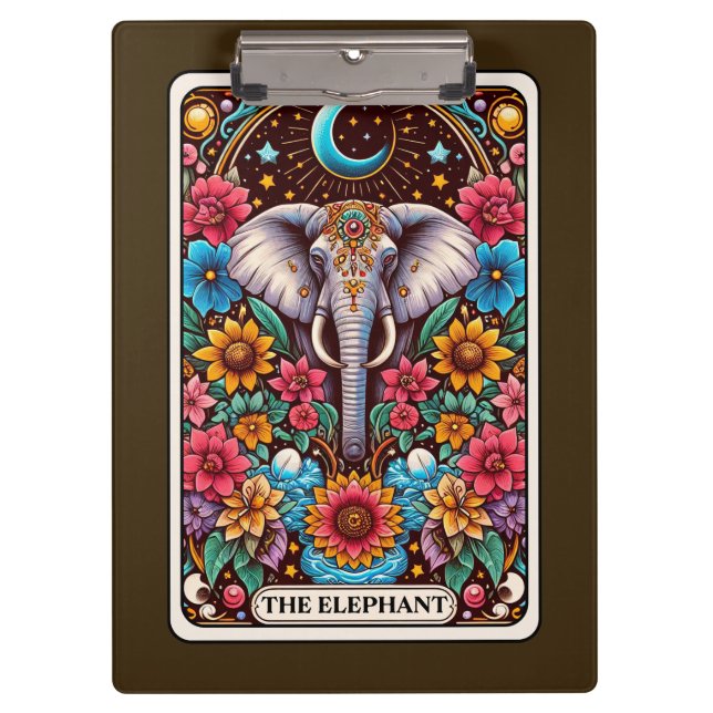 Elephant Tarot Card – Symbol of Wisdom, Strength  Clipboard (Front)