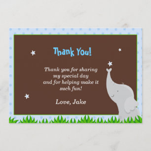 Elephant Thank You Card Blue Brown