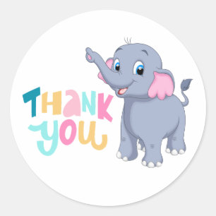 Elephant Thank You Sticker, Cute Label