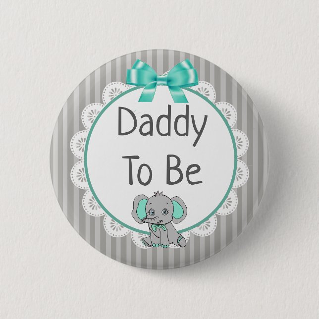 Elephant Themed Dad to Be Baby Shower 6 Cm Round Badge (Front)