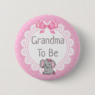 Elephant Themed Grandma to Be Baby Shower 6 Cm Round Badge