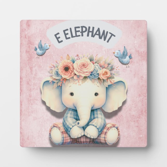 Elephant-Themed Nursery: Adorable Décor Wall Art Plaque (Front)