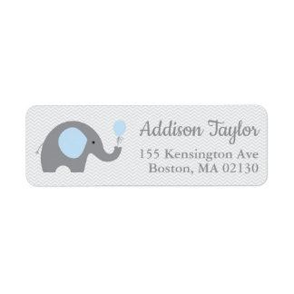 Elephant Themed Return Address Labels in Blue