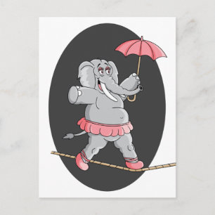 Elephant Tightrope Walker Postcard