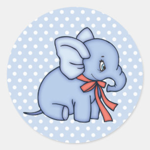 Elephant Toy Blue Classic Round Sticker