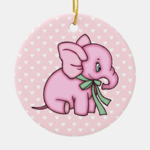 Elephant Toy Pink Ceramic Tree Decoration