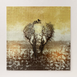 Elephant Tree Abstract Jigsaw Puzzle