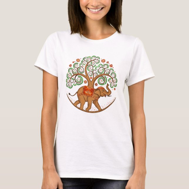 Elephant Tree of life in Mandala T-Shirt (Front)