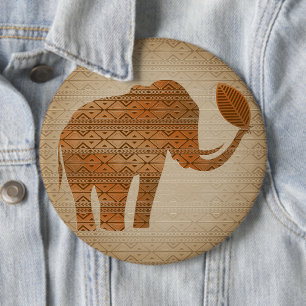 Elephant Tribal Art Design 6 Cm Round Badge