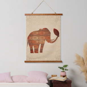 Elephant Tribal Art Design Hanging Tapestry