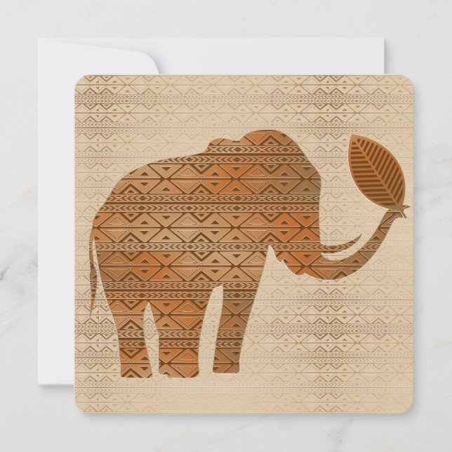 Elephant Tribal Art Design Invitation (Front)