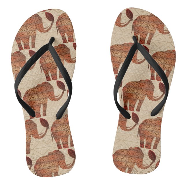 Elephant Tribal Art Design Jandals (Footbed)