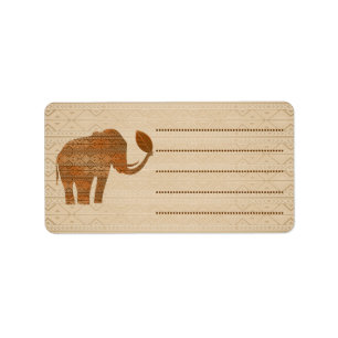 Elephant Tribal Art Design Label
