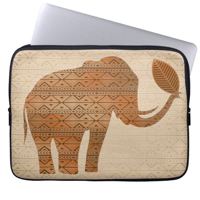 Elephant Tribal Art Design Laptop Sleeve (Front)