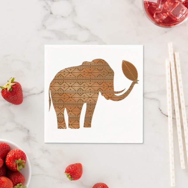 Elephant Tribal Art Design Napkin (Insitu)