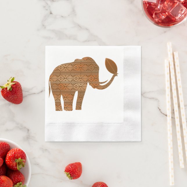 Elephant Tribal Art Design Napkin (Insitu)