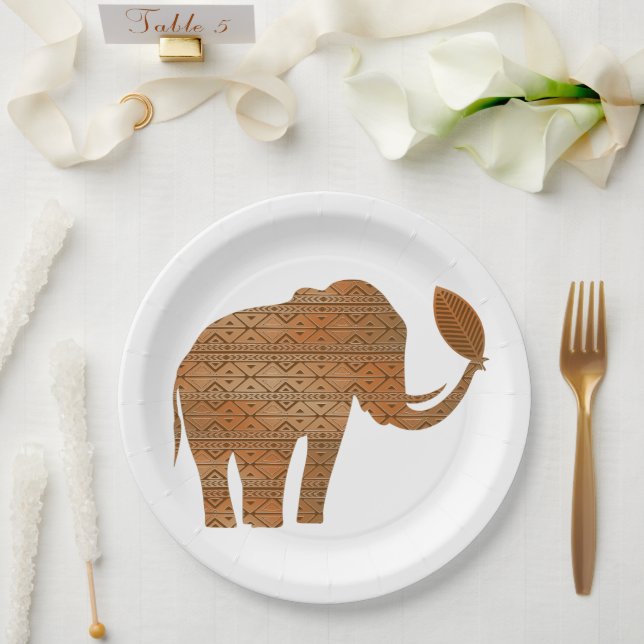 Elephant Tribal Art Design Paper Plate (Wedding)