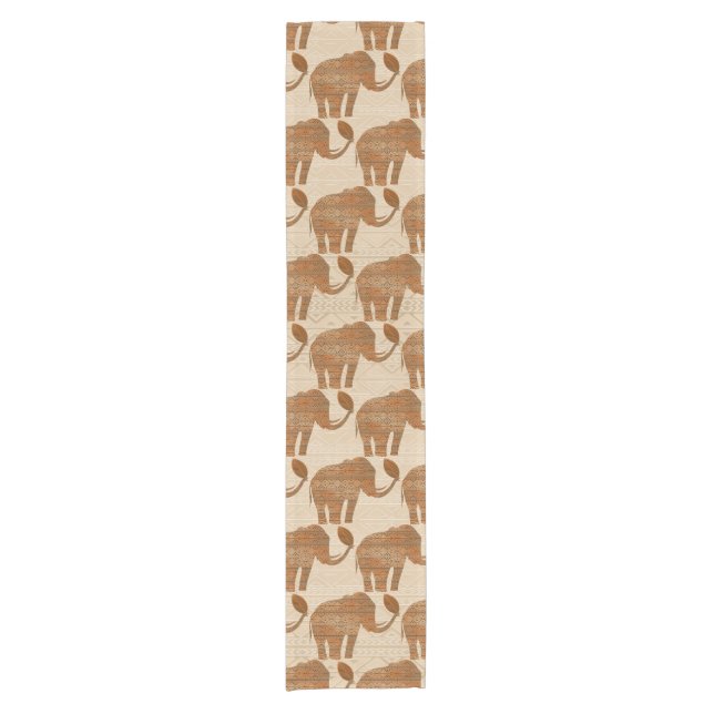 Elephant Tribal Art Design Short Table Runner (Front)
