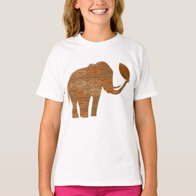 Elephant Tribal Art Design T-Shirt (Front)