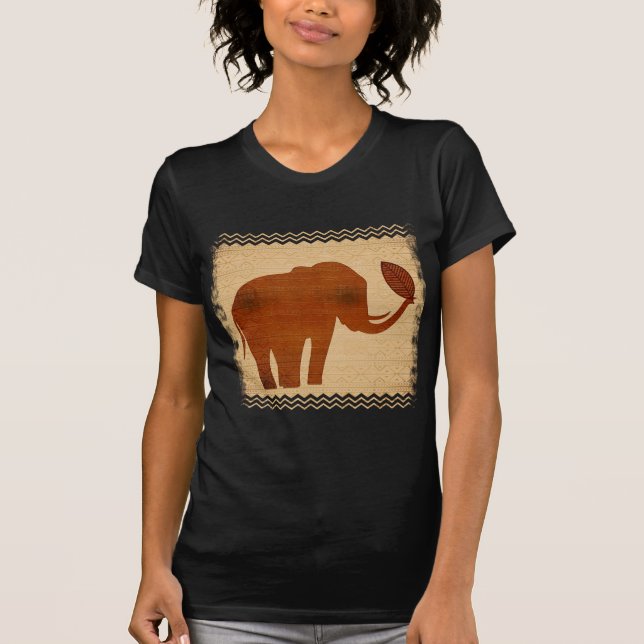 Elephant Tribal Art Design T-Shirt (Front)
