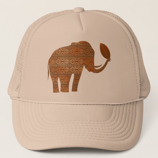 Elephant Tribal Art Design Trucker Hat (Front)