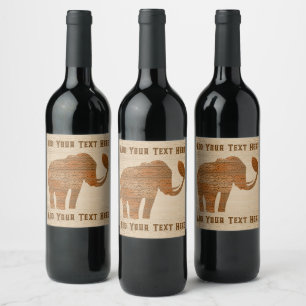 Elephant Tribal Art Design Wine Label