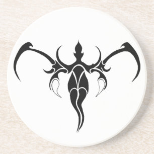 Elephant Tribal Tattoo - Black and white Coaster