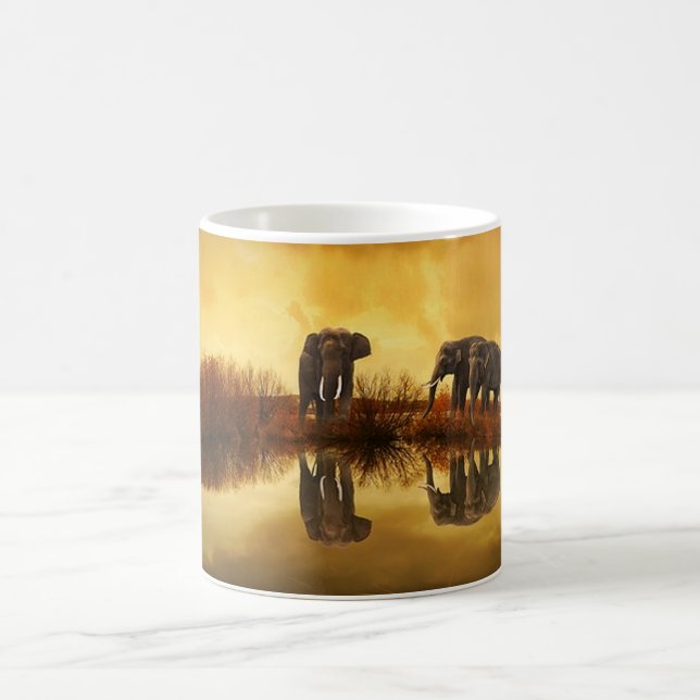 Elephant Trio Wildlife Coffee Mug (Center)