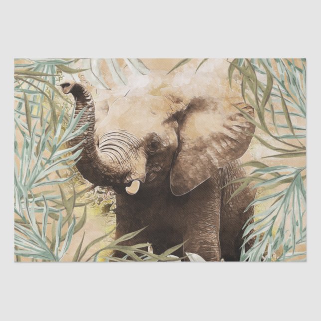 Elephant Tropical Palm Tissue Paper (Front)