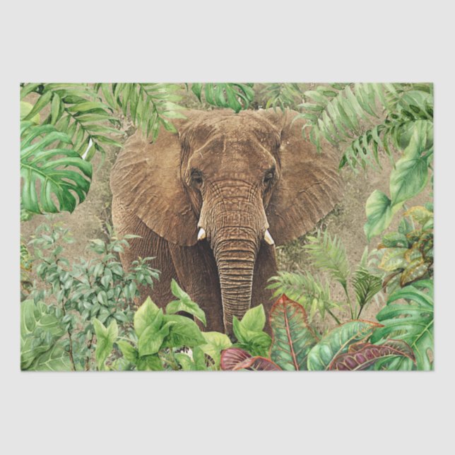 Elephant Tropical Palm Tissue Paper (Front)