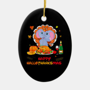 Elephant Turkey Thankgiving Funny Wine Happy Hallo Ceramic Tree Decoration
