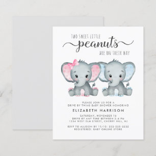 Elephant Twin Baby Boy Girl Drive By Shower Invite