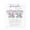 Elephant Twin Girls Virtual Shower Budget Invite