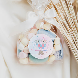 Elephant Twins Shower Thank You Classic Round Sticker