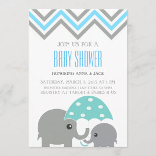Elephant Umbrella Baby Shower Party Invitation