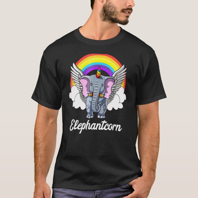 Elephant Unicorn Magical Elephantcorn Rainbow T-Shirt (Front)