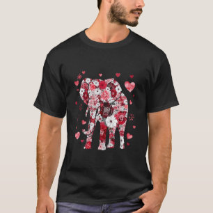 Elephant Valentine Floral Art for Elephant Lovers  T-Shirt