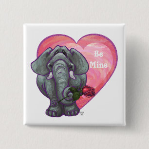 Elephant Valentine's Day 15 Cm Square Badge