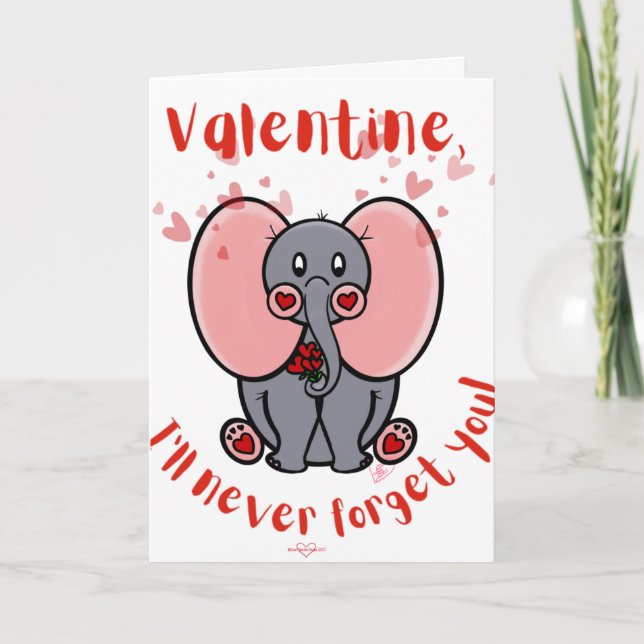 Elephant Valentine's Day Card (Front)