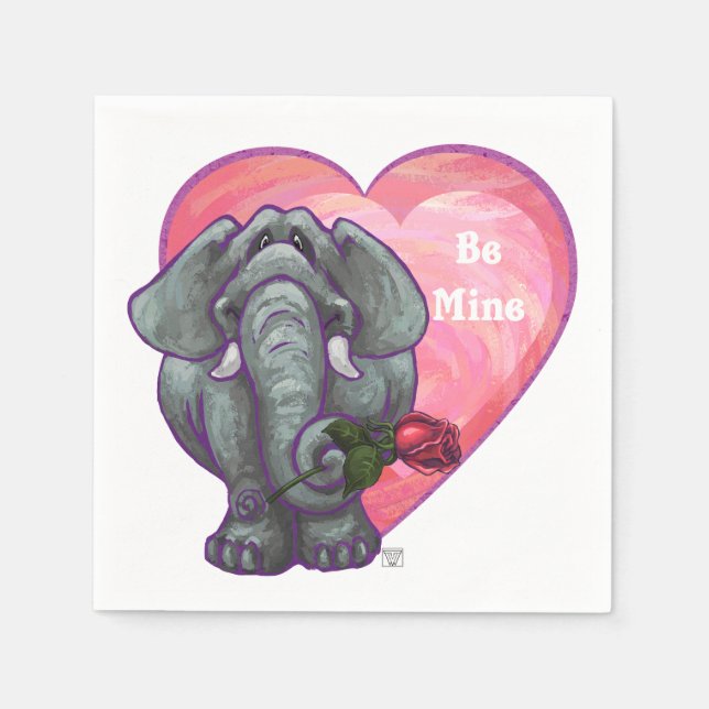 Elephant Valentine's Day Napkin (Front)