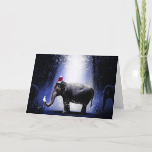 ELEPHANT W/ Santa hat Folded Greeting Card