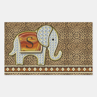 Elephant Walk Monogram Cheetah ID390 Rectangular Sticker