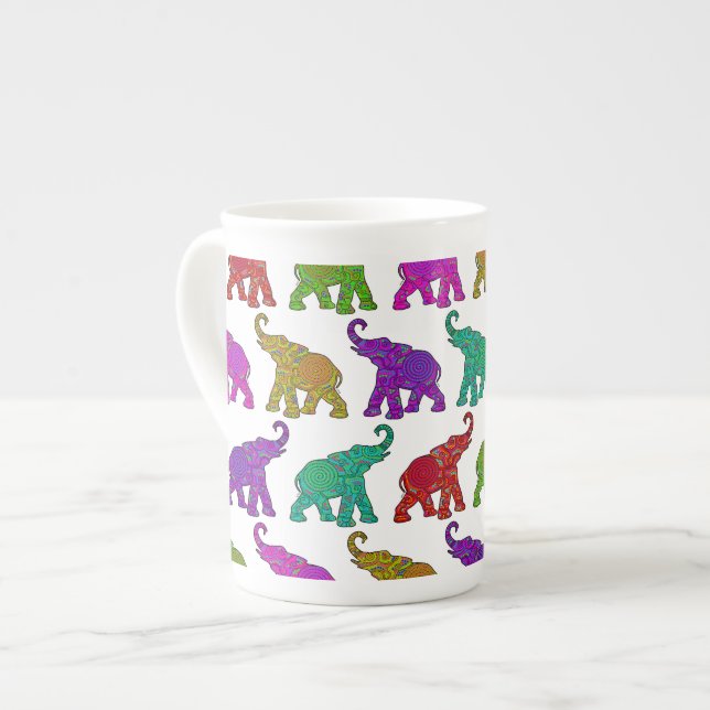 Elephant Walk pattern tiles design Bone China Mug (Front Left)