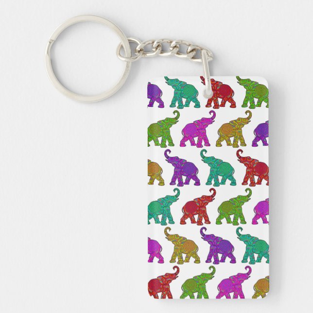 Elephant Walk pattern tiles design Key Ring (Front)
