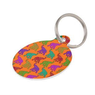 Elephant Walk pattern tiles design Pet Tag