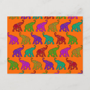 Elephant Walk pattern tiles design Postcard