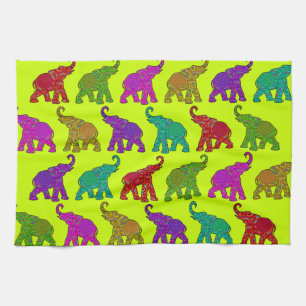 Elephant Walk pattern tiles design Tea Towel