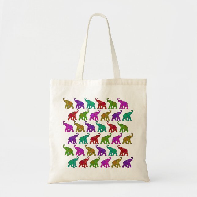 Elephant Walk pattern tiles design Tote Bag (Front)